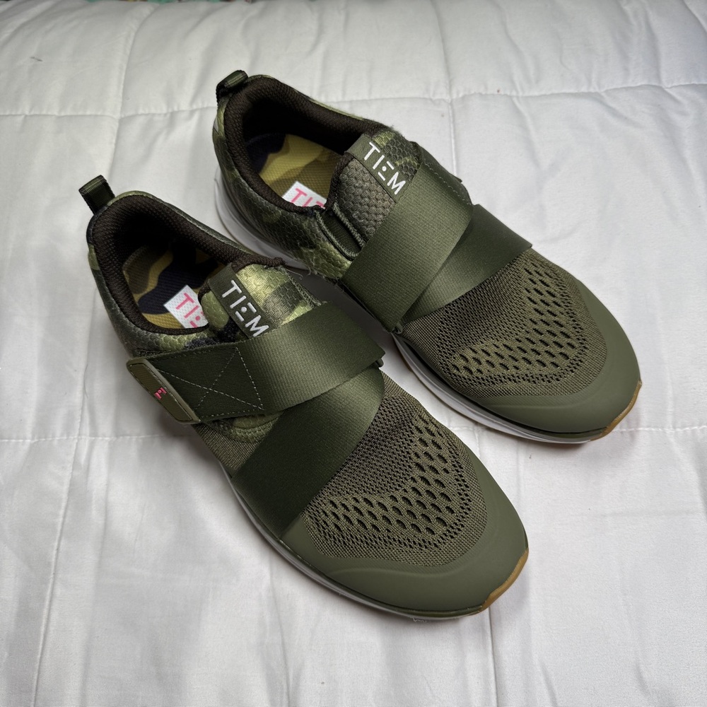 Tiem Cycling Shoes Slipstream Olive Green SPD clip set included Size 7.5 Womens